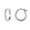 AoedeJ Sterling Silver CZ Huggie Hoop Clip On Earrings (White)