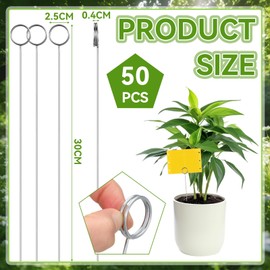 Otoolling 50 Pcs 12 Inch Long Wire Holder for Sticky Traps Metal Stake Holder for Yellow Sticky Traps to Stick Plant, Greenhouse and Garden Use Easy Installation (Silver)