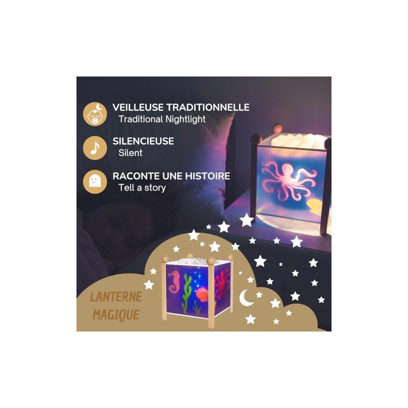 Trousselier 6260014 Whale Magic Lantern Children's Night Light Ocean, Multicoloured,