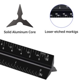 Architectural Scale Ruler,12" Aluminum Architect Scale,Triangular Ruler for Architects, Machinist, Engineers,Draftsman and Students and Engineers (1)