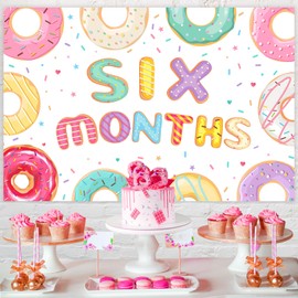 Donut Half Birthday Decorations - Donut 6 Month Birthday Backdrop, Happy Half Birthday Decorations for Girl, Donut 1/2 Way to First Birthday Party Photography Background