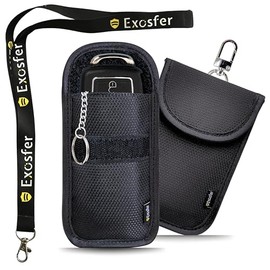 Keyless Go Protection Car Key Case Ripstop Fabric - RFID Blocker Faraday Bag Against Relay Attacks - Set of 2 S + M with Lanyard - Anti-Theft
