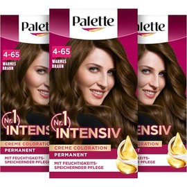 Palette Intensive Creme Colouration 4-65 Dazzling Brown (3 x 115 ml), Permanent Hair Colour for Bright, Long-Lasting Colour Brilliance & 100% Grey Coverage