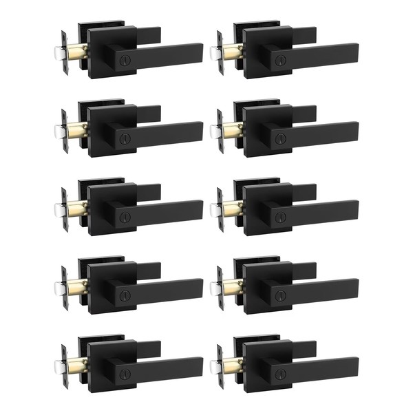 Tinewa 10 Pack Square Privacy Door Levers Locksets in Matte