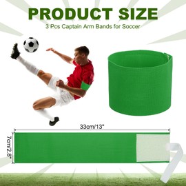 PATIKIL Soccer Captain Armband, 3 Pcs Captain Arm Bands for Soccer Elastic Captain Arm Band Sports Captain Armbands for Youth Adult Football Team Training Grass Green