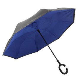 Inverted Reverse Upside Down Umbrella with C Shaped Handle Anti UV Waterproof Windproof Rain Umbrella for Women Men Royalblue