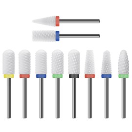 Ceramic Nail Drill Bit 10Pcs-3/32 Nail Drill Bits for Acrylic Nails,Professional Electric Nail Drill for Crystal Nail Extension Nail Removal,The Short Handle Does Not Shake.