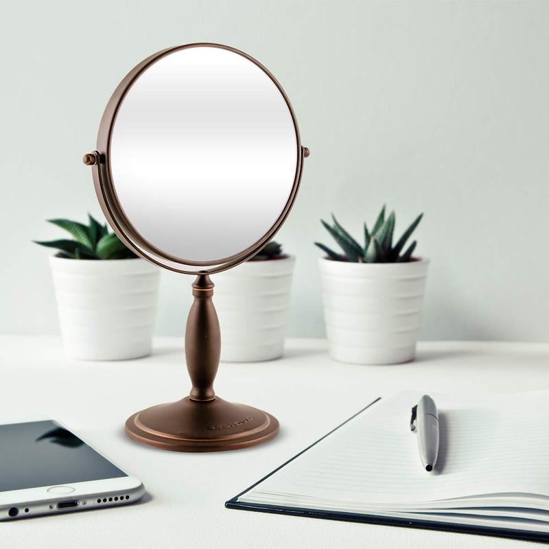 Ovente 8'' Tabletop Makeup Mirror, 1X & 7X Magnification, Adjustable