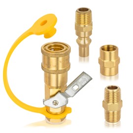 GASPRO - Accesorios de conexión rápida de propano RV de 1/4 pulgadas, juego de tapones de manguera de gas natural y propano con válvula de cierre, para RV, remolque, parrilla, paquete de 4