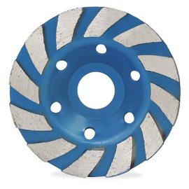 OCR 4" Concrete Turbo Diamond Grinding Cup Wheel Three Row Turbo Cup Disc Grinder for Angle Grinder 12 Segs Heavy Duty(Blue 12segs B)