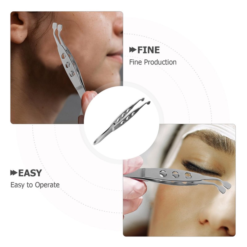 Ipetboom Women's Eyelid Tweezer Precision Metal Meibomian Gland Expressor for