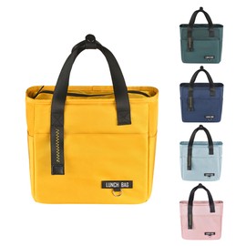 INNKGLE Insulated Lunch Bag -Yellow- Leakproof PEVA Liner, Triple-Layer Thermal Insulation, Large Opening, Front & Side Pockets - for Adults & Kids, Cool Bag for Office, School, Picnic, Outdoors