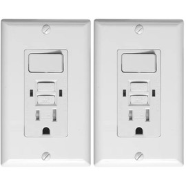 SHADID 15 Amp 125 Volt Tamper-Resistant GFCI Combo Outlet, GFCI Combination Switch and Receptacle, White, 2 Pack, 15249-WH