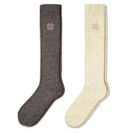 NORDIC Socks Premium Knee High Socks with 70% Merino Wool Blend for Men & Women, Moisture Wicking, Soft and Super Comfortable, Pack of 2 (6-8, Earth), erdfarben