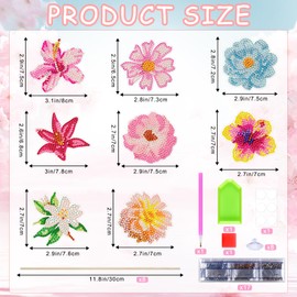 SHANFAA 8PCS Flower Diamond Painting Sets,DIY 5D Diamond Painting Art for Garden Decor, Flower Stakes Diamond Art Kits, Flower Diamond Painting Ornaments Accessories
