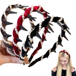 3 Pack Vintage High Cranium Artificial Pearl Hairband, Elegant Pearl Hairbands with Comb Teeth, Anti-Slip Hair Comb Hoop Head wear for Women and Girls, Hair Accessories Gift (pearl, One Size)