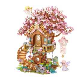 Cherry Blossom Tree House Mini Building Blocks Set – 1149pcs Fairy Tree House Model Kit for Teens & Adults, Sakura-Themed Micro Brick Toy