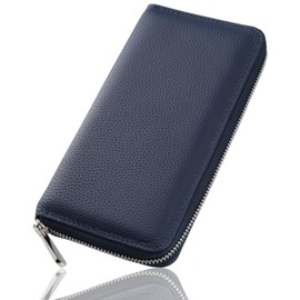 Noble Ticks Men's Genuine Leather Wallet, Long Wallet, Large Capacity, Popular Leather, navy