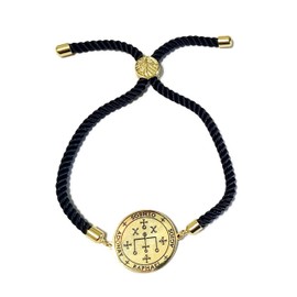 The Archangel Raphael + 72 names of God kabbalah King Solomon seal Coin Bracelet Black, One Size