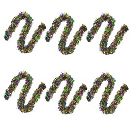 MEISH Mardi Gras Tinsel Garland Hanging Tinsel Ornament 2m Purple Green Gold Metallic Streamers for Mardi Gras Carnival Party Supplies (6)