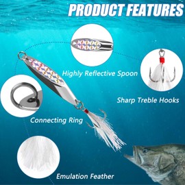 Fishing Spoon Metal Spinner Lures Kit - 5Pcs Spoon Baits Trout Bass Lures with Treble Hooks for Saltwater Freshwater Fishing Size 1/5oz 1/4oz 3/8oz 1/2oz 3/4oz 1oz (1/2oz)