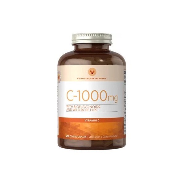 Vitamin World C-1000 mg with Bioflavonoids and Wild Rose Hips Vitamin C 250 Coated Caplets