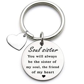 Friendship Gifts for Girls/Women - Soul Sister Friendship Keychain, Gift for Best Friend, Women, Teens, Birthday Gifts Jewellery, silver