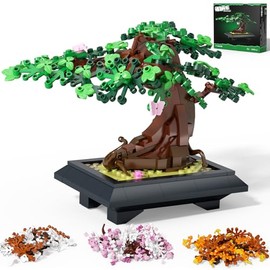 Bonsai Tree Building Sets - 4 in 1 Four Seasons Bonsai DIY Building Blocks Toy, Artificial Bonsai Tree Plants for Home Decor, Table, Desk, Office - Christmas Day Gift for Kids and Adults