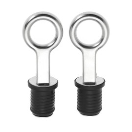 Nayciiy 2 Pcs Boat Plug Snap Handle Boat Drain Plug Rubber Plugs with Brass/Stainless Steel Handle Marine Twist Plug Boat Accessories (Stainless Steel, 1 inch)