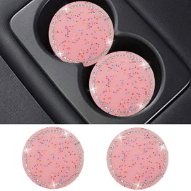 2 PCS Bling Car Cup Holder Coasters，2.76 Inch Anti-Slip Silicone Cup Holder Coasters for Car,Interior Accessories Suitable for Most Cars (Pink)
