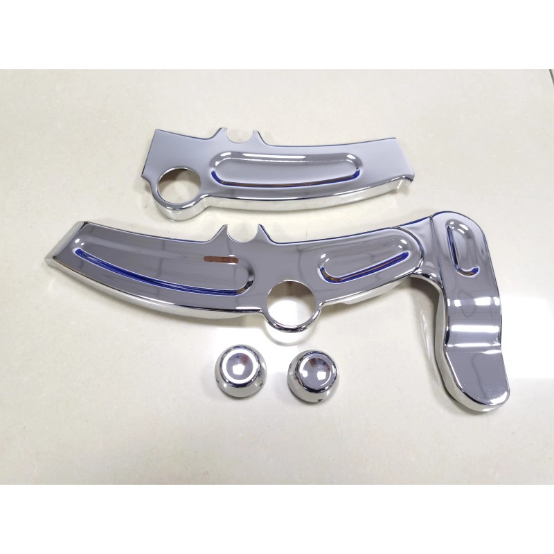 Unbranded Left&Right Boomerang Frame Cover Swingarm Nut Cap For Harley