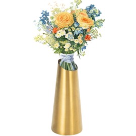 Generic Metal Flower Vase,Golden Vase Stainless Steel Decorative Creative - Rustproof Table Centerpiece Home Decor for Homes Restaurants Weddings Hotels