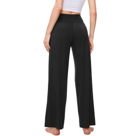 GYS Women's Pajama Pants Soft Bamboo Viscose Lounge Pants High Waisted Pj Bottoms Comfy Yoga Pants with Pockets, Black, Medium