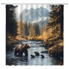 Forest Bear Shower Curtain Rustic Cabin Wildlife Misty Mountains Pine