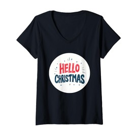 Damen Pretty Hey Christmas Statement für Erwachsene und Kinder T-Shirt mit V-Ausschnitt