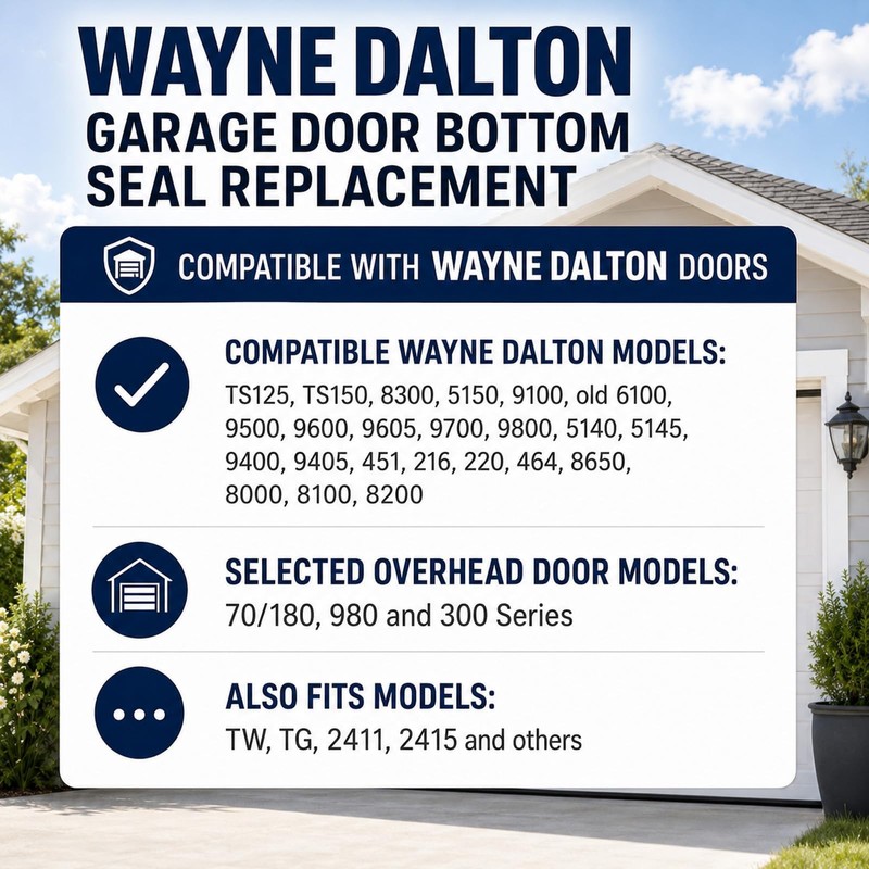 Garage Door Bottom Seal for Wayne Dalton 154448, 3-1/4" Wide,