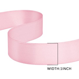 GTYBOVA 1 Inch x 100 Yards Double Face Pink Satin Ribbon 100% Polyester Multiple Colors Available Ideal for Gift Wrapping Hair Wedding Decor