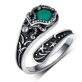 Octopus Spoon Rings for Women 925 Sterling Silver Turquoise Vintage Antique Octopus Thumb Rings Sea Animals Jewelry Gifts