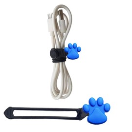 Silicone Cable Ties with Paw Blue charms for Earphone Phone Charger Audio Cable Computer