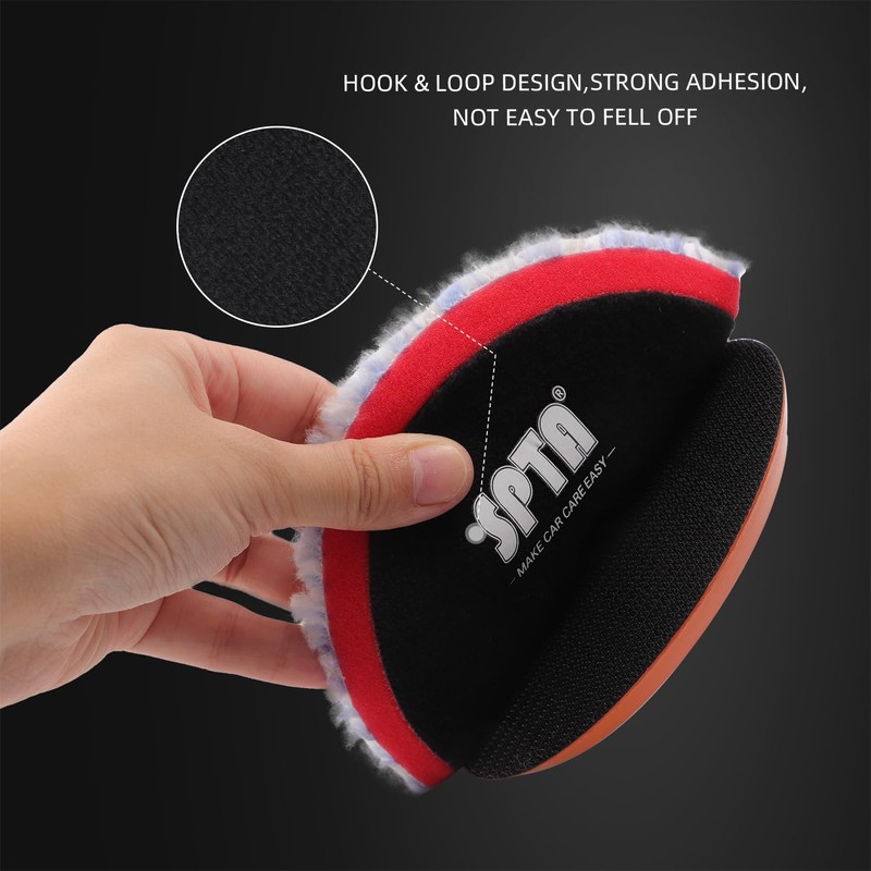 SPTA Wool Polishing Pad, 2Pcs 6''(150mm) Coarse Wool Cutting Pad,