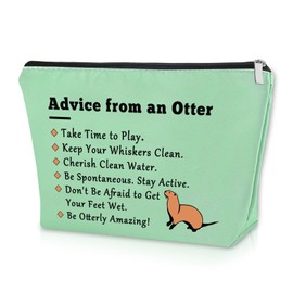 Sazuwu Otter Gifts for Girls Green Makeup Bag Sea Otter Gifts for Women Otter Themed Birthday Gifts Cosmetic Bag Gifts for Otter Lovers Animal Lover Gifts for Adults Christmas Gifts Travel Pouch