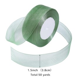 Loomesh Sage Green Ribbon for Gift Wrapping 1-1/2 inch Sheer Organza Ribbon for Flower Bouquet Tulle Chiffon Ribbons for Wedding Invitations Christmas Decorations Crafts 50 Yards