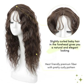Natural Curly Hair Topper for Women-20inch Lightweight & Breathable Topper Hair Pieces for Thinning Hair, Heat Resistant Fiber Wiglet with Lace Edge to Blending well, Perfect for Daily Use & Styling