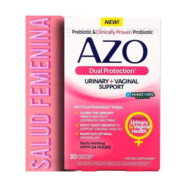 Azo Doble Protección Apoyo Urinario + Vaginal 30 Cápsulas Sabor Sin Sabor