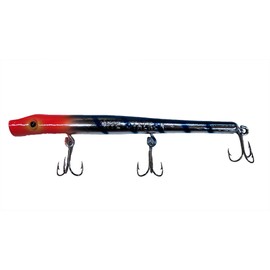 Nite Stalker Pencil Plug 5" - with 3 Treble Hooks, Size 4 (Chrome, Fluorescent Orange Head, Blue Ladderback) Custom Painted in USA