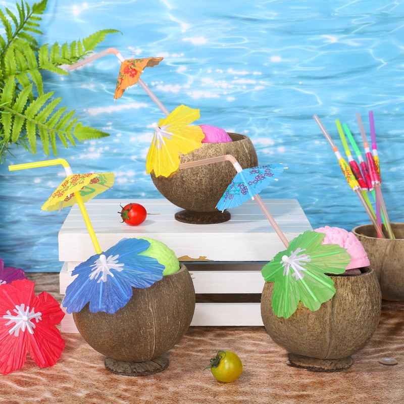 24 Set Coconut Cups, 17 Oz Natural Coconut Shell Cups,