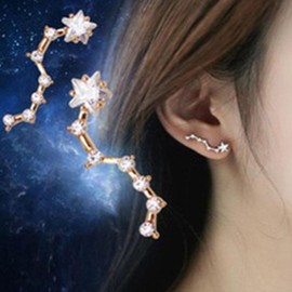 Allereya Vintage Crystal Star Earrings Rhinestone Star Ear Climber Earrings CZ Star Ear Crawler Earrings Gold Sparkling Crystal Star Earrings Jewellery for Women and Girls, Zinc