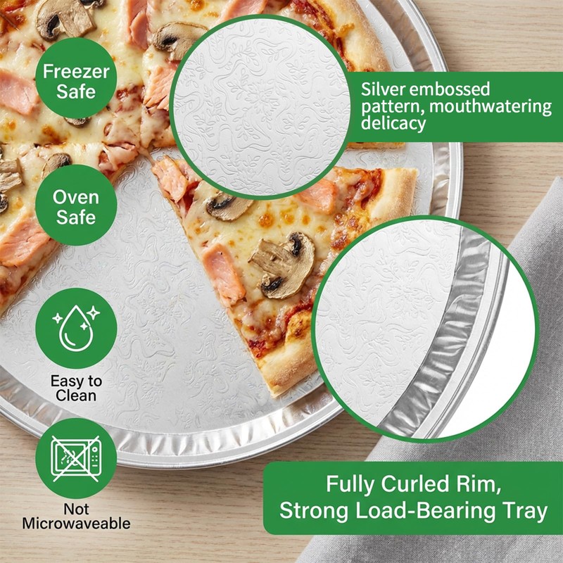 kenaeooe 15-Pack 12" Silver Embossed Disposable Pizza Pans & Serving
