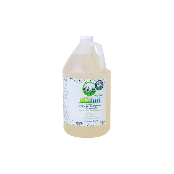BioTurf BioS+ Artificial Turf Grass Concentrate Enzyme Cleaner and Pet Odor Eliminator - Removes Odors and Sanitizes - Organic, Safe, Environmentally Responsible (1 Gallon) - Original Scent