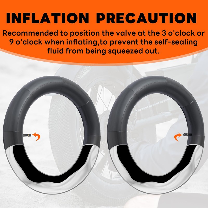 2-PCS 20x4 Self-Sealing Fat Bike Tubes 20 x 4.0/4.5 AV32mm